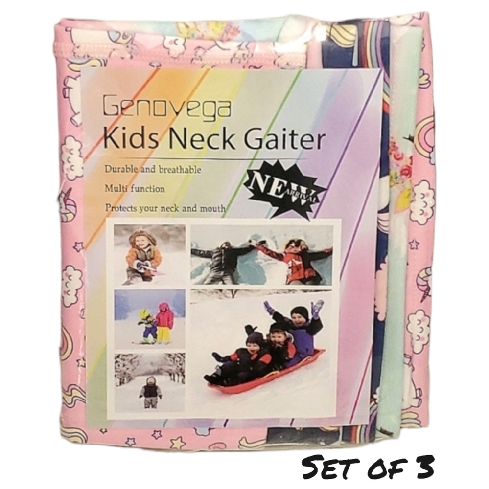 Genovega Kids Neck Gaiter - Pack of 3 (Unicorns)